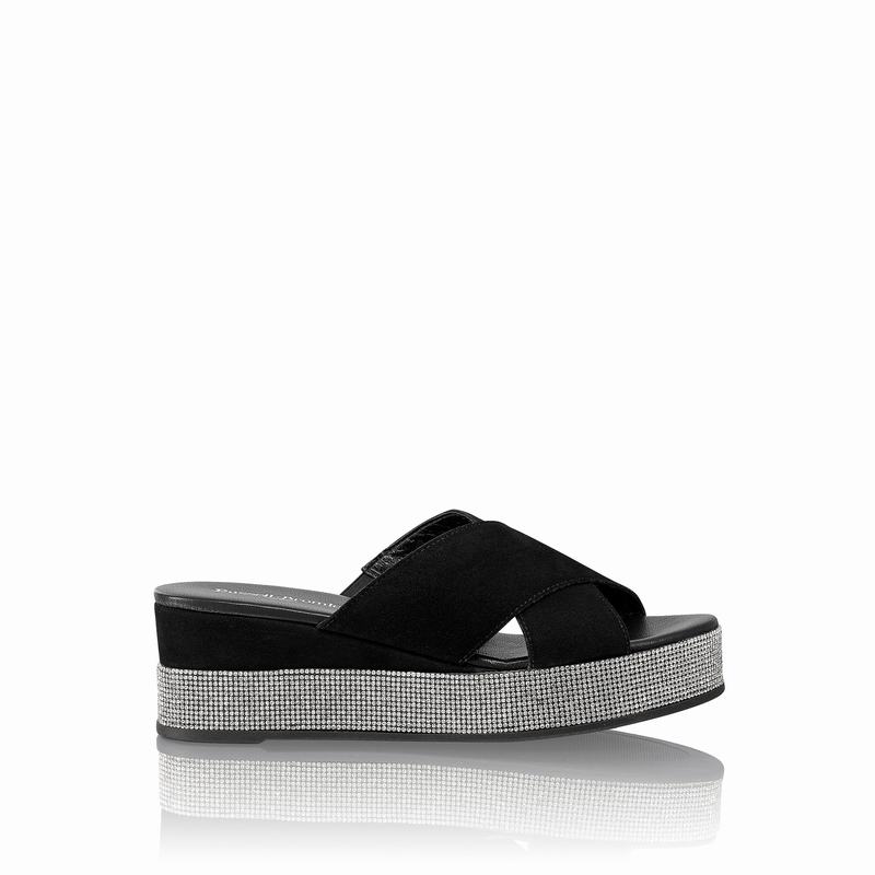 Russell & Bromley Plaza Luxe Platform Mules Womens Black [RQJ6126IB]